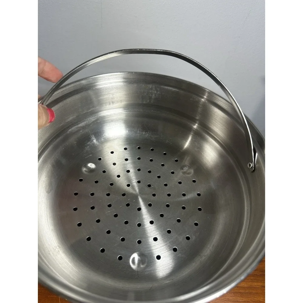 4 Pc TRAMONTINA Tri-Ply Base 3 Quart Stainless Double Boiler / Steamer w/Lid